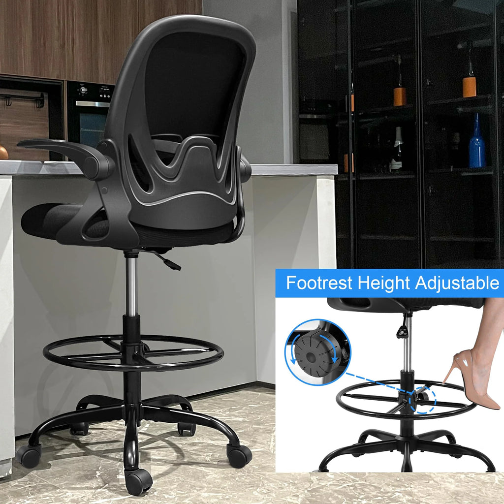 2026 Ergonomic Drafting Chair - Tall Office Chair with Lumbar Support and Adjustable Height
