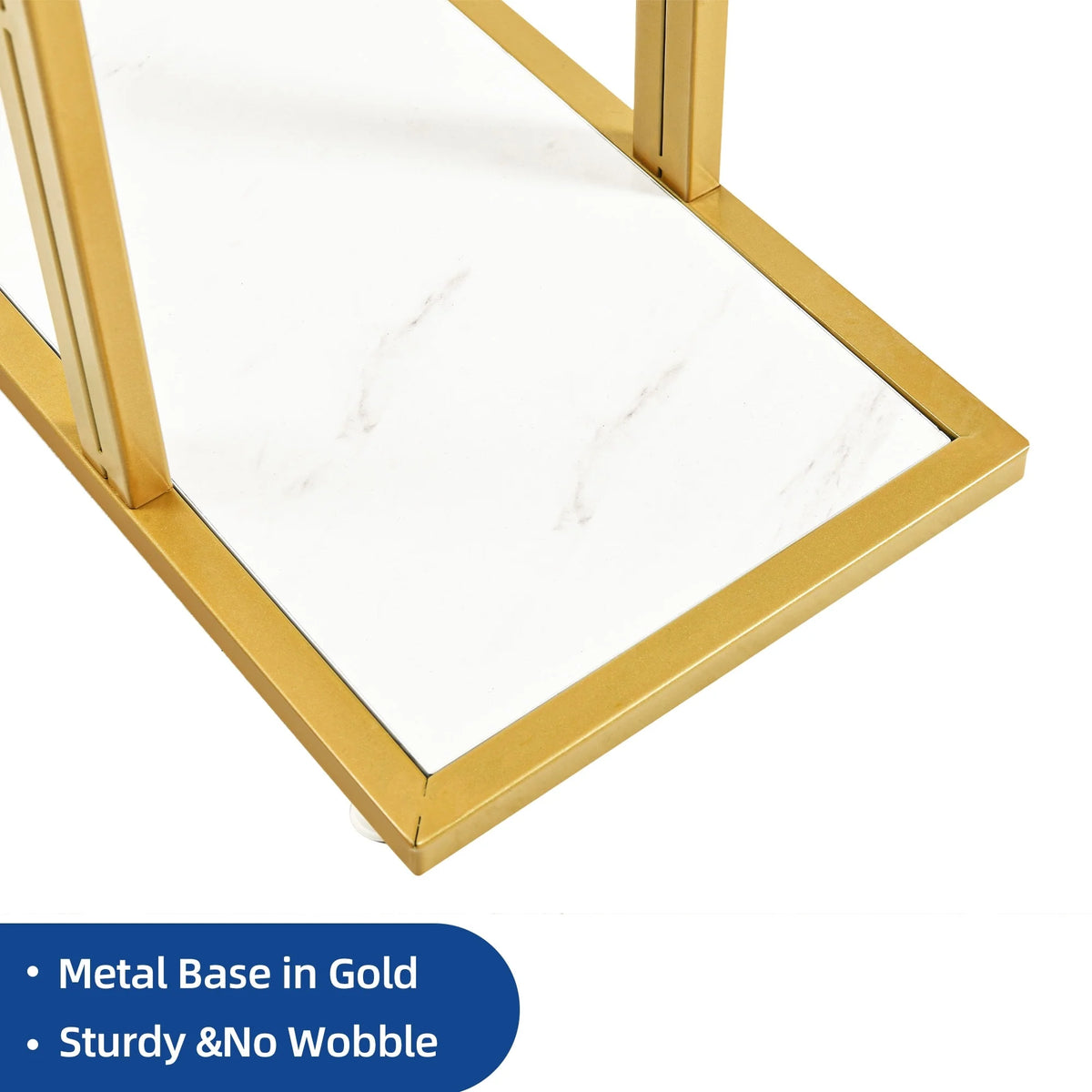 2026 Modern Gold Console Table with Marbled Top, Sofa Table for Entryway and Hallway