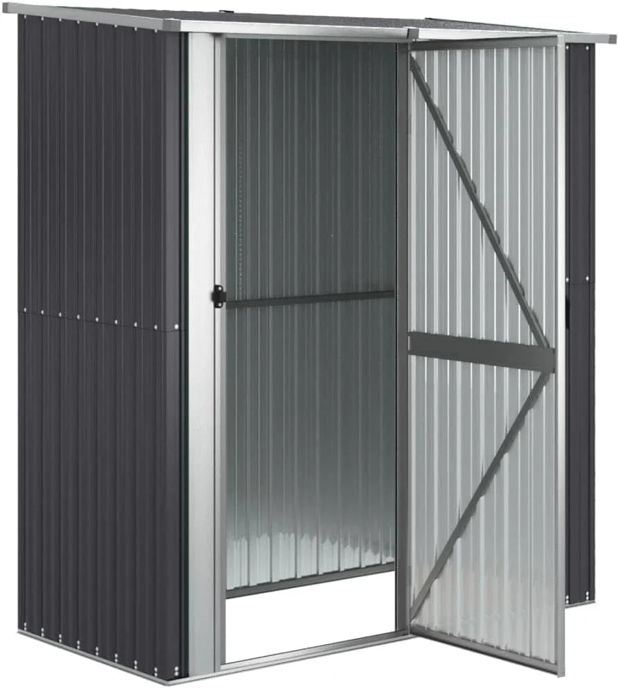 2026 vidaXL Cobertizo Jardín Cabaña Troncos Armario Herramientas Almacenamiento Exterior Patio Aire Libre Acero Galvanizado Antracita 180,5x97x209,5 cm