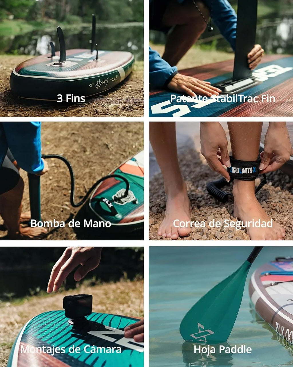 2026 ZLX Tabla de Surf de Remo con Asiento de 320 cm, Inflable, para Adultos, Apta para Principiantes, Amplia y Estable, Antideslizante