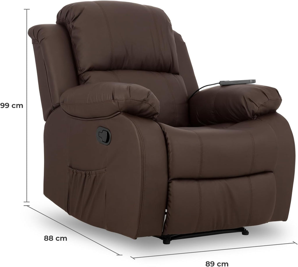 Don Descanso - Sillón Masaje Relax Calor Trevi Negro Reclinable 160º con 8 Motores Silenciosos, Calor Lumbar, Sist. Masaje 4 Zonas y Acabado en PU Anti-Cuarteo [Incluye Mando]. Ideal Gente Mayor 2026