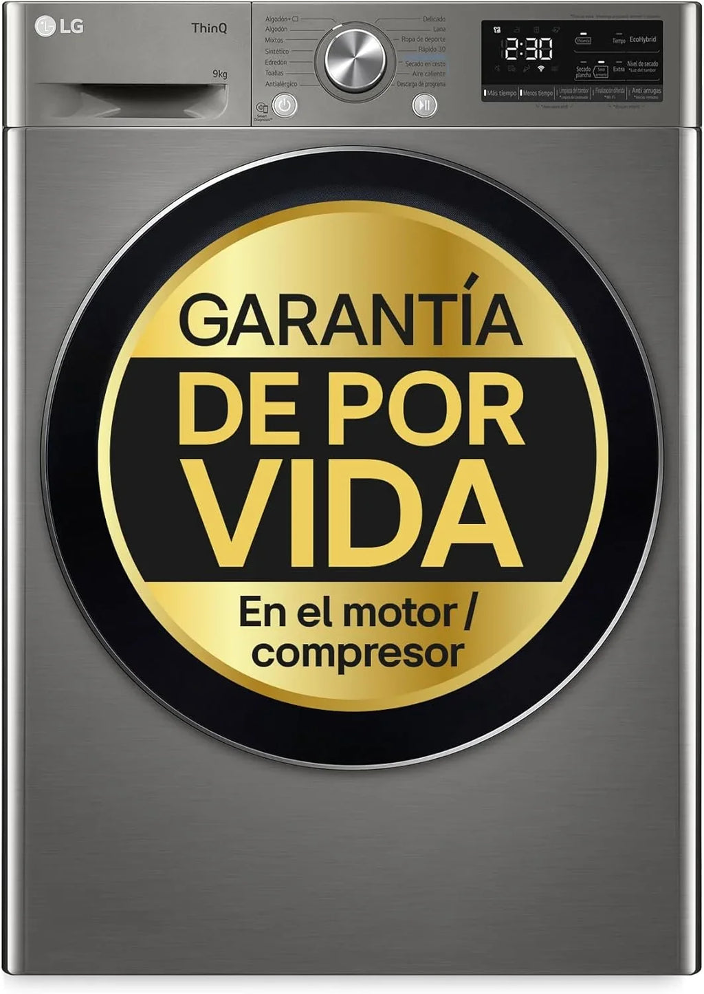 2026 RH90V9PV2N Secadora de Ropa, 9Kg, Bomba de Calor Dual Invert, Carga Frontal, Clasificación C, Sensor de Secado, Serie 900, Inox Antihuellas