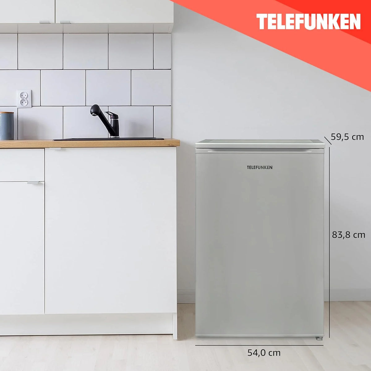 Refrigerador independiente TELEFUNKEN 2026 sin congelador | Capacidad de 135 litros | Refrigerador pequeño con cajón para verduras | Refrigerador de tamaño completo | Bisagra de puerta reversible | C – 135 – 100 – S Plata