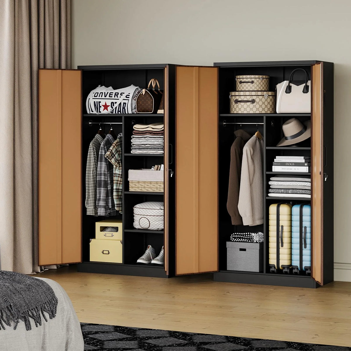 2026 STANI Metal Storage Cabinet with Locking Doors, Garage Lockable Steel Cabinets with 4 Doors and 5 Shelves for Home, Garage, Pantry Workshop Warehouse