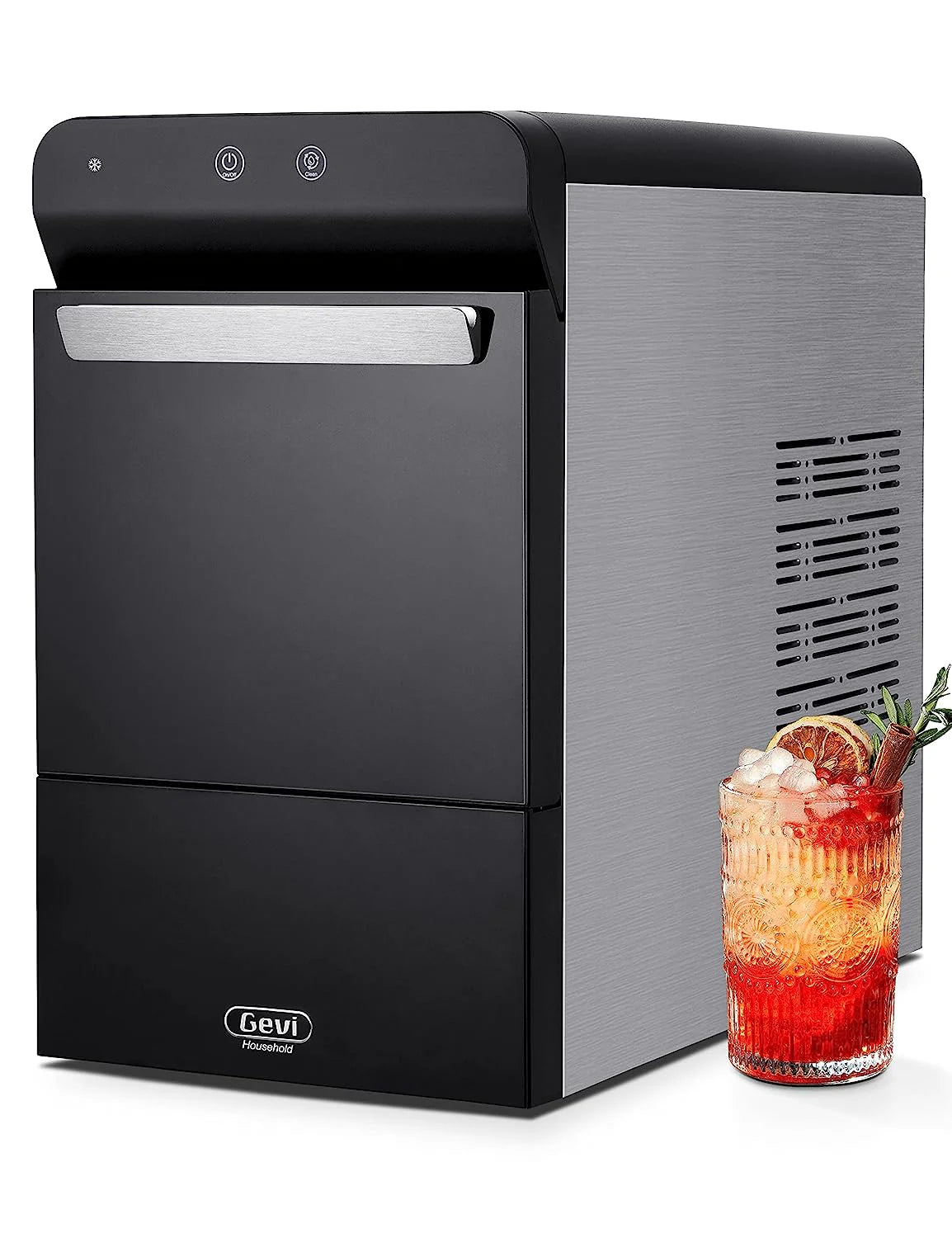 2026 V2.0 Countertop Nugget Ice Maker | Self Cleaning Pellet Ice Maker | Open and Pour Refill | Stainless Steel Housing |