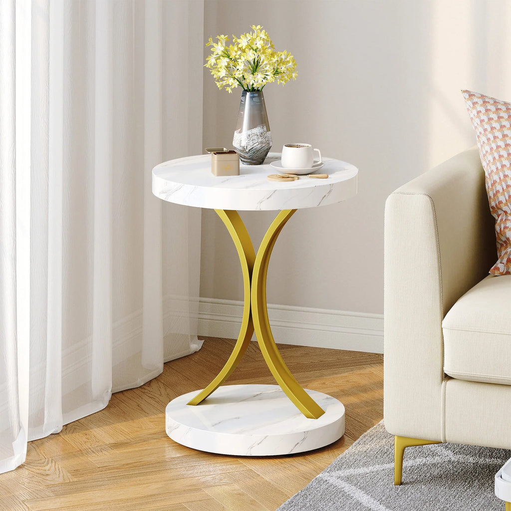 2026 Modern Gold Console Table with Marbled Top, Sofa Table for Entryway and Hallway