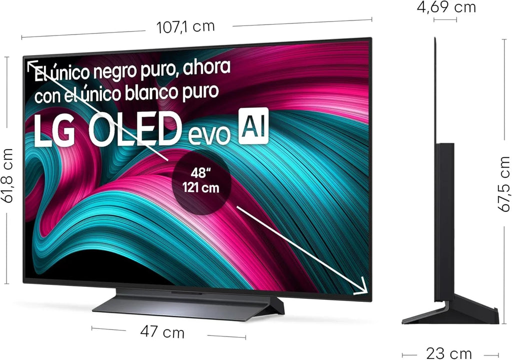 2026 OLED48C54LA – TV de 48", OLED EVO 4K, Smart TV AI C5, WebOS 25, Super Upscaling, Dolby Vision y Dolby Atmos, AMD FreeSync, Alexa/Google Assistant, Negro
