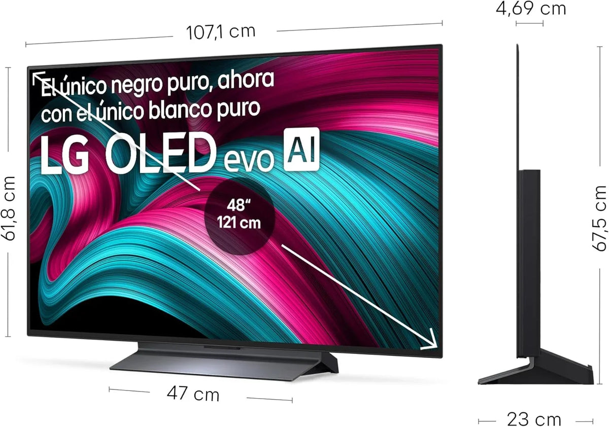 2026 OLED48C54LA – TV de 48", OLED EVO 4K, Smart TV AI C5, WebOS 25, Super Upscaling, Dolby Vision y Dolby Atmos, AMD FreeSync, Alexa/Google Assistant, Negro
