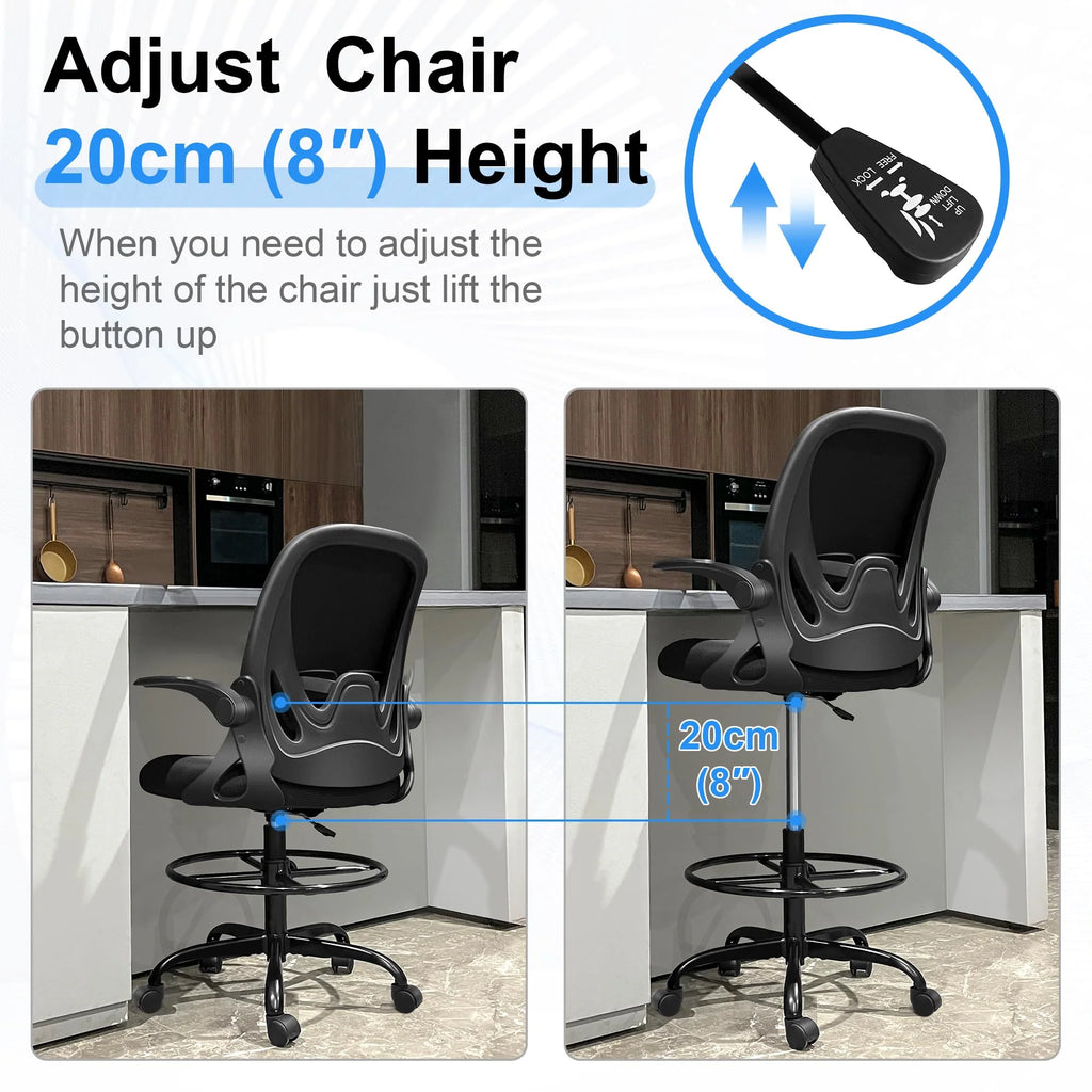 2026 Ergonomic Drafting Chair - Tall Office Chair with Lumbar Support and Adjustable Height