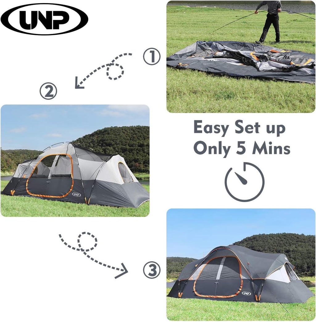 2026 Camping Tent 10-PERSON-FAMILY Tents, Parties, Music Festival Tent, Big, Easy Up, 5 Large Mesh Windows, Double Layer, 2 Room, Waterproof,…