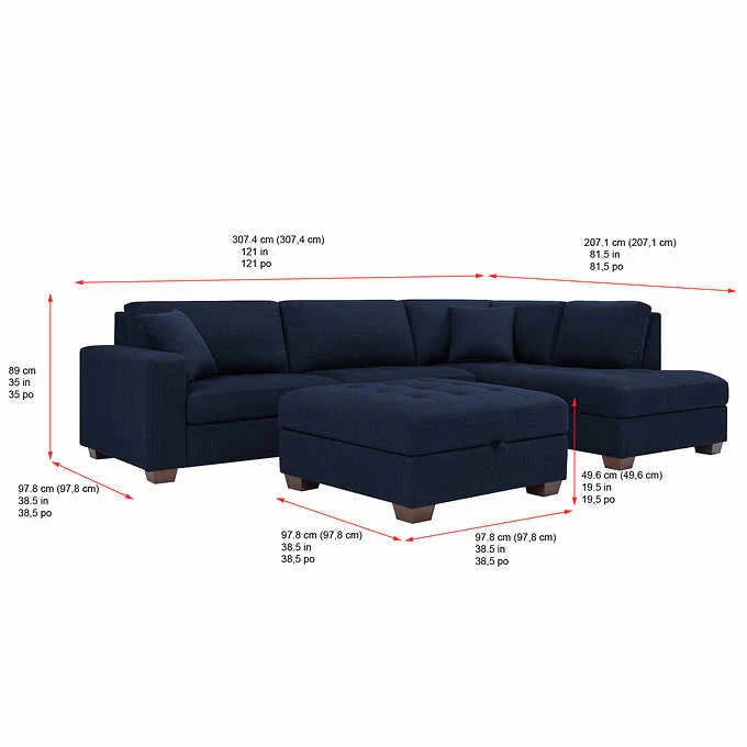 2026 Thomasville Tisdale Fabric Sectional with Storage Ottoman