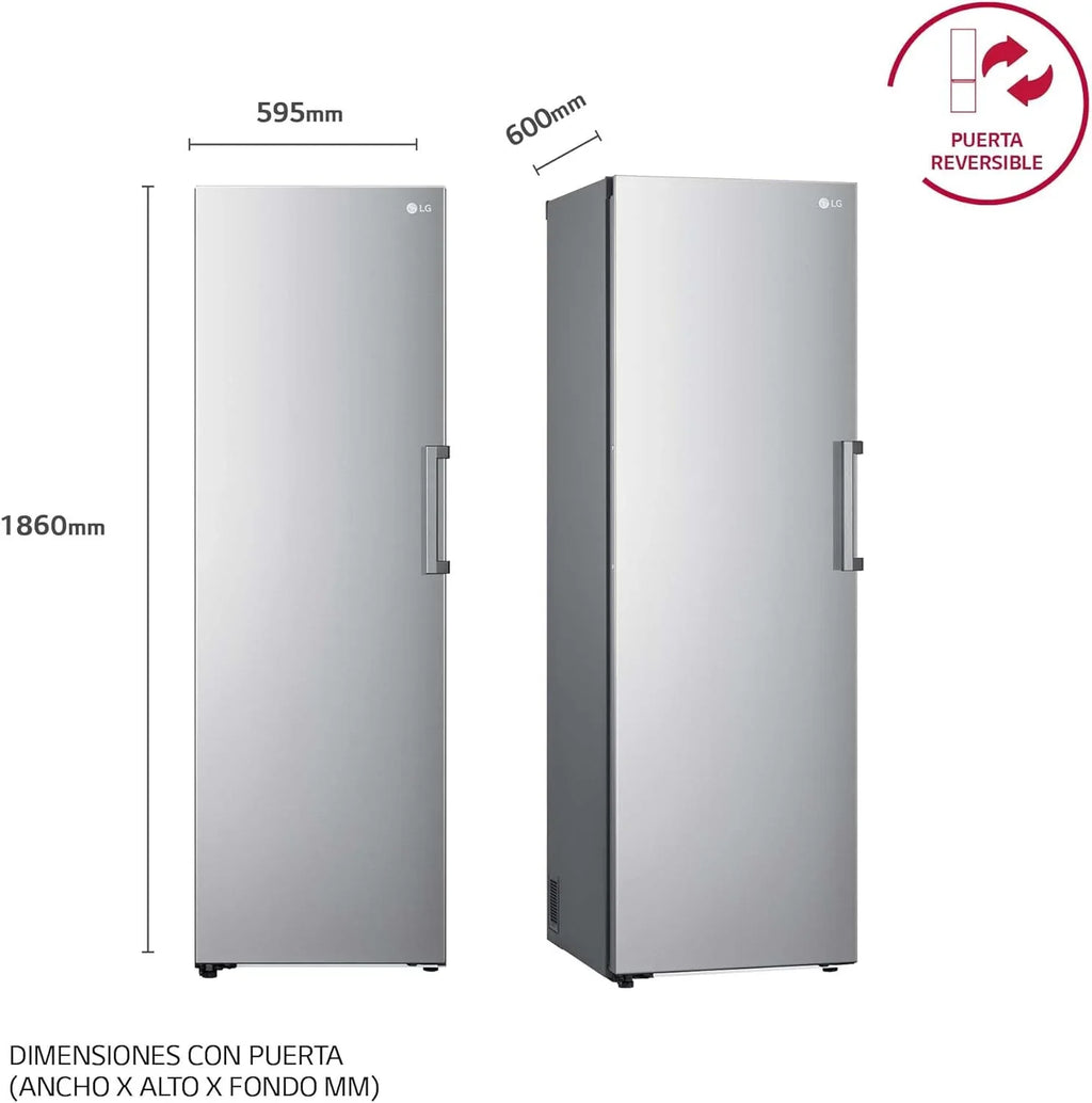 2026 GFT41PZGSZ – Congelador No Frost Total, 1 Puerta, Compresor Smart Inverter, de 355 L y 186 cm, Congelador Vertical con Funcion de Congelacion Rapida, Color Inox