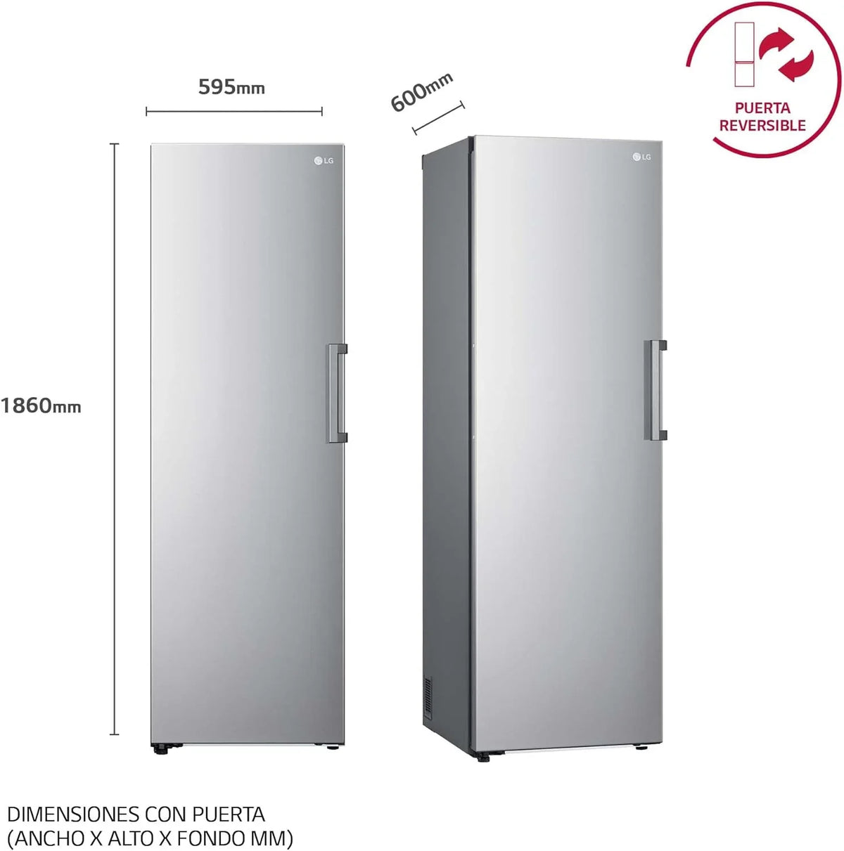 2026 GFT41PZGSZ – Congelador No Frost Total, 1 Puerta, Compresor Smart Inverter, de 355 L y 186 cm, Congelador Vertical con Funcion de Congelacion Rapida, Color Inox