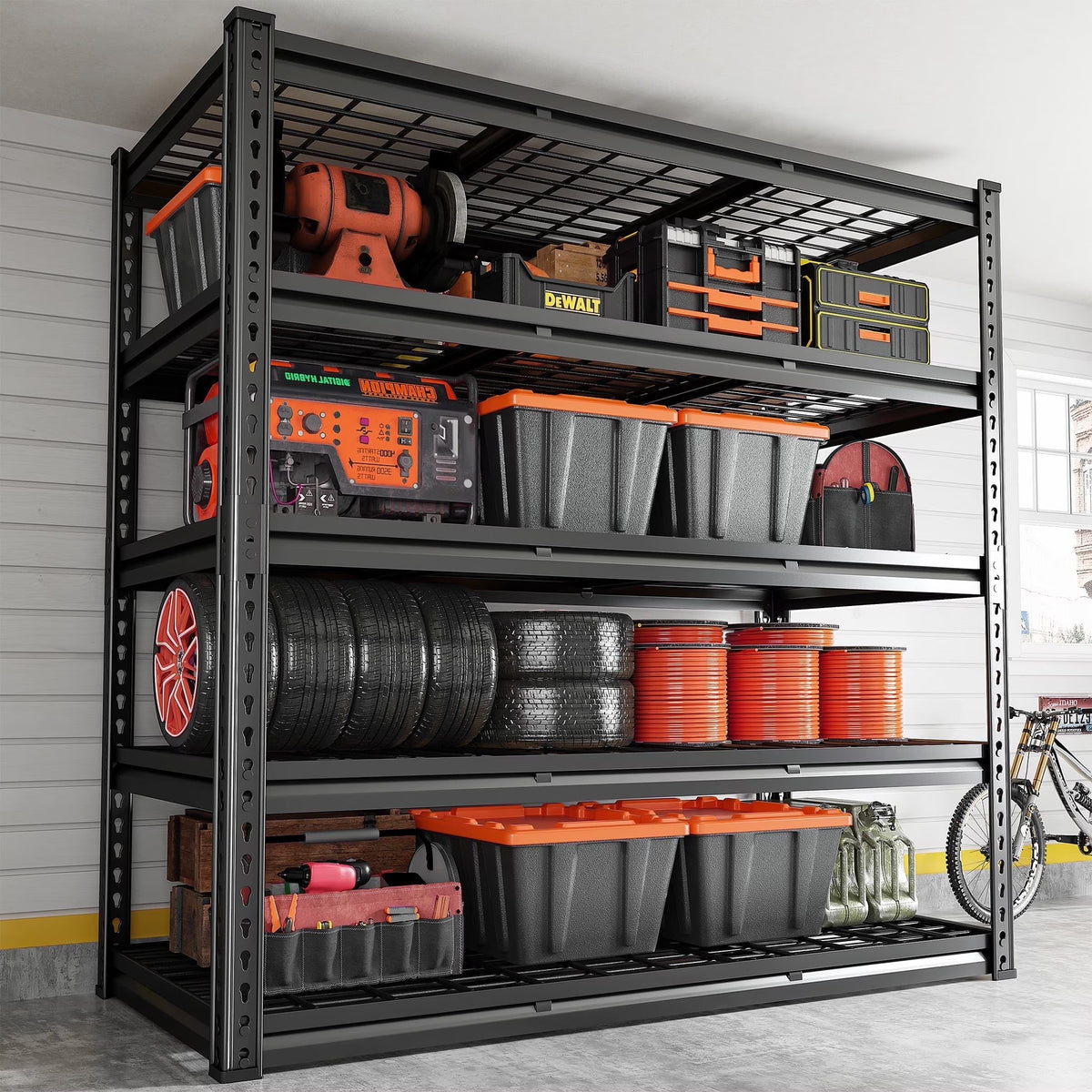 2026 REIBII 48" W Garage Shelving Units 5 Tier Storage Shelves Heavy Duty Adjustable Metal Utility Shelf-72" H x 48" W x 24" D