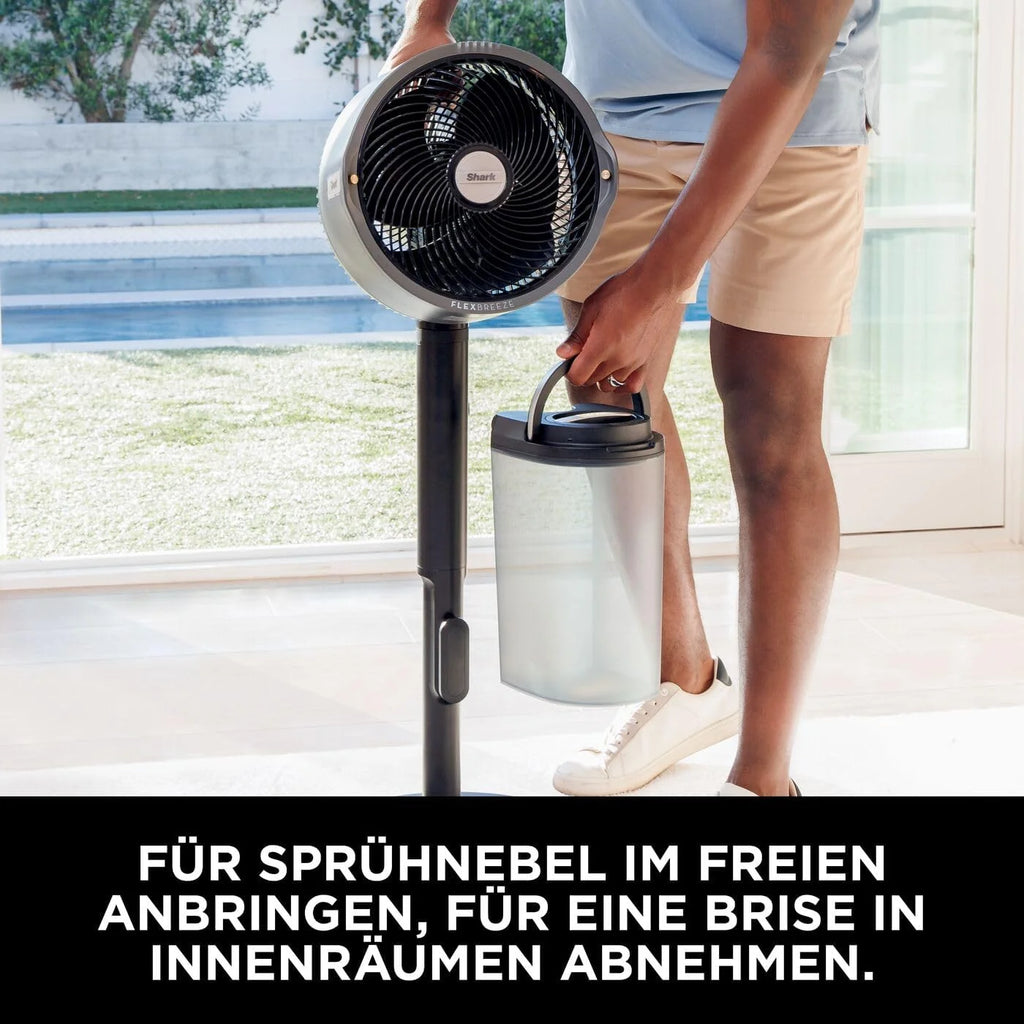 Ventilador Shark FlexBreeze 2026, ventilador híbrido silencioso (con cable e inalámbrico), portátil, para uso en interiores y exteriores, resistente a los rayos UV y al agua, ultra potente, ultra silencioso, blanco FA220EU