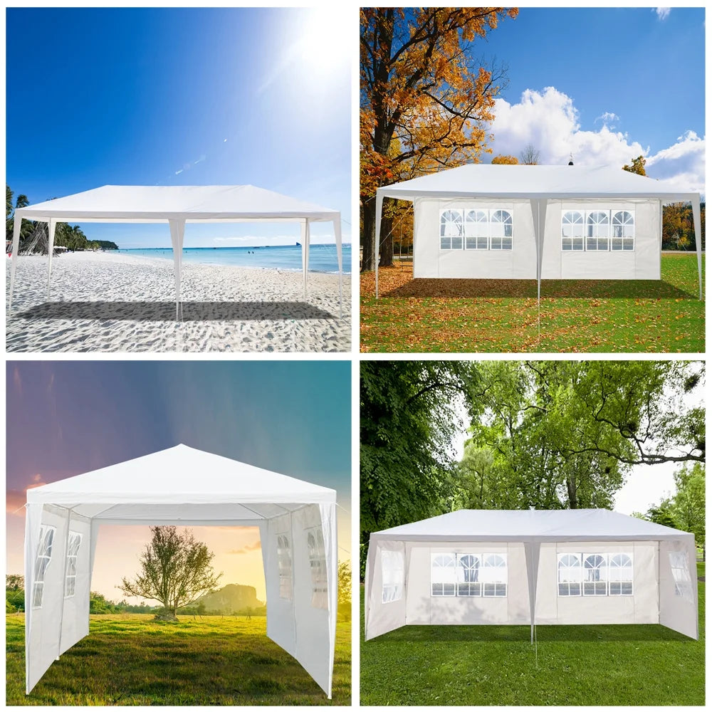 2026 10'X20' Outdoor Party Tent with 4 Removable Sidewalls, Waterproof Canopy Patio Wedding Gazebo, White