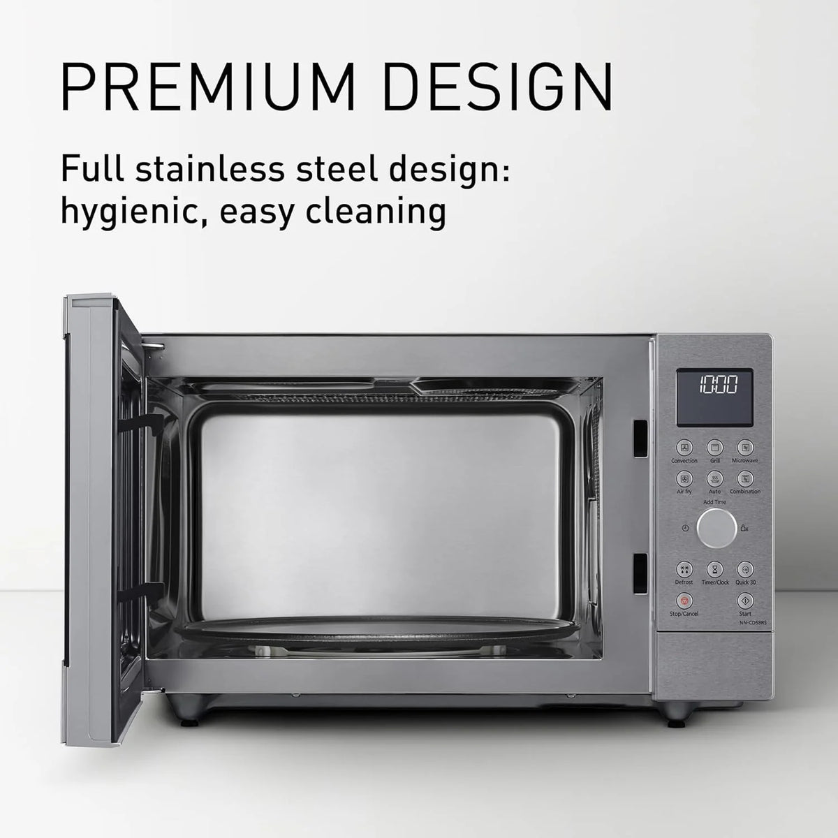 2026 Microondas combinado Panasonic NN – CD58RSEPG de 27 L, 4 en 1, con función de freidora de aire y cesta de cocción, inversor de 1000 W, grill de 1300 W, cocción con ventilador, 19 programas automáticos, acero inoxidable.