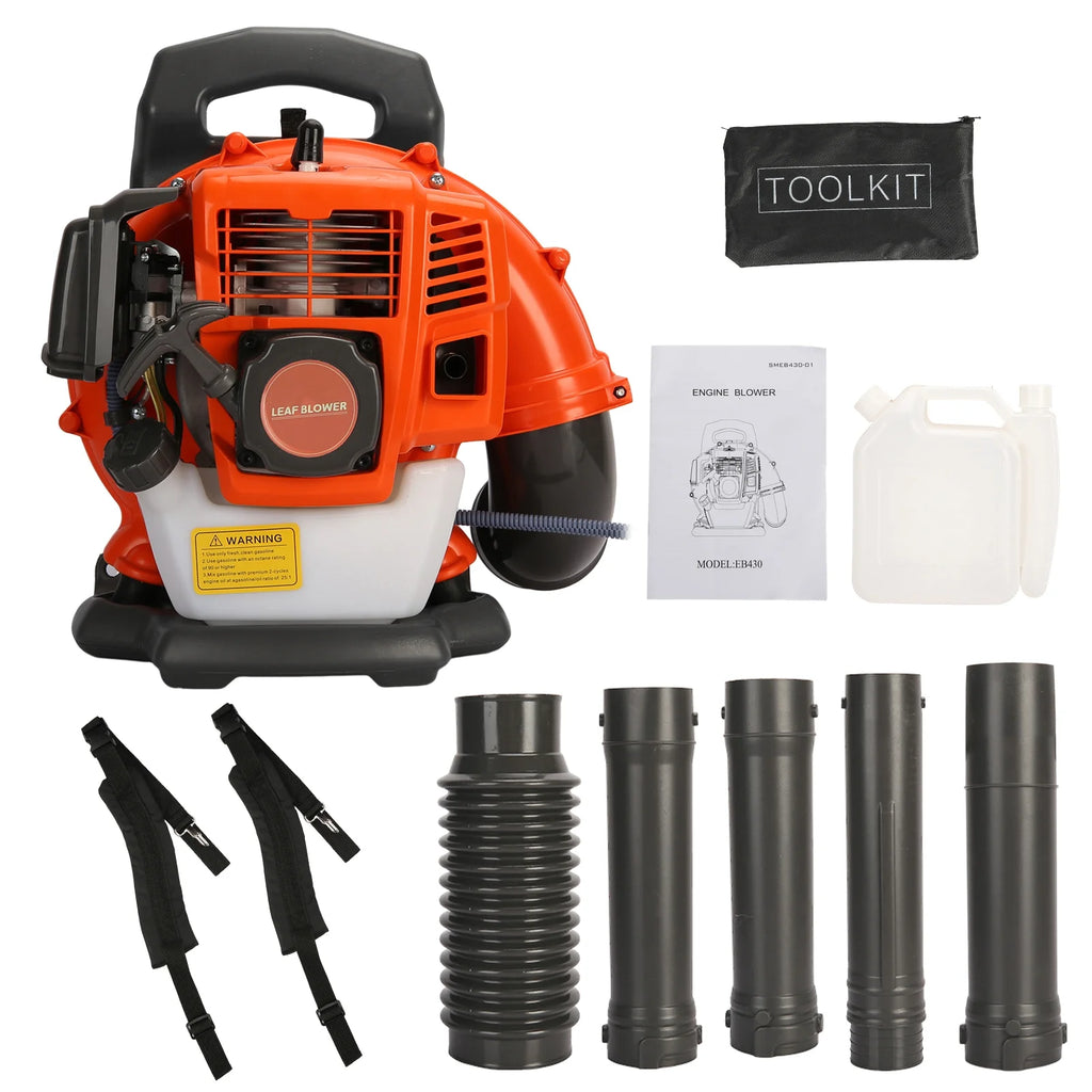 2026 Birinta 1 Set Leaf Blower Backpack Style 52CC Two-stroke 1.25 KW Adjustable Tube Gas Powered Dust Blower Supplies for Garden Patio Cleaning, Lawn Care, Blowing Leaves and Dust