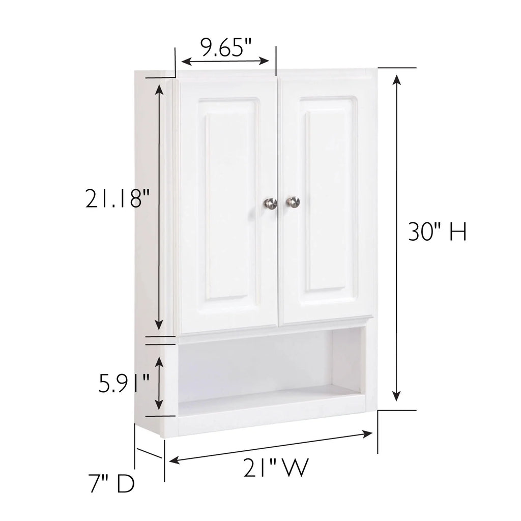 2026 Design House Concord Wood 2-Door Bath Wall Mount Storage Cabinet (21 x 7 x 30), White