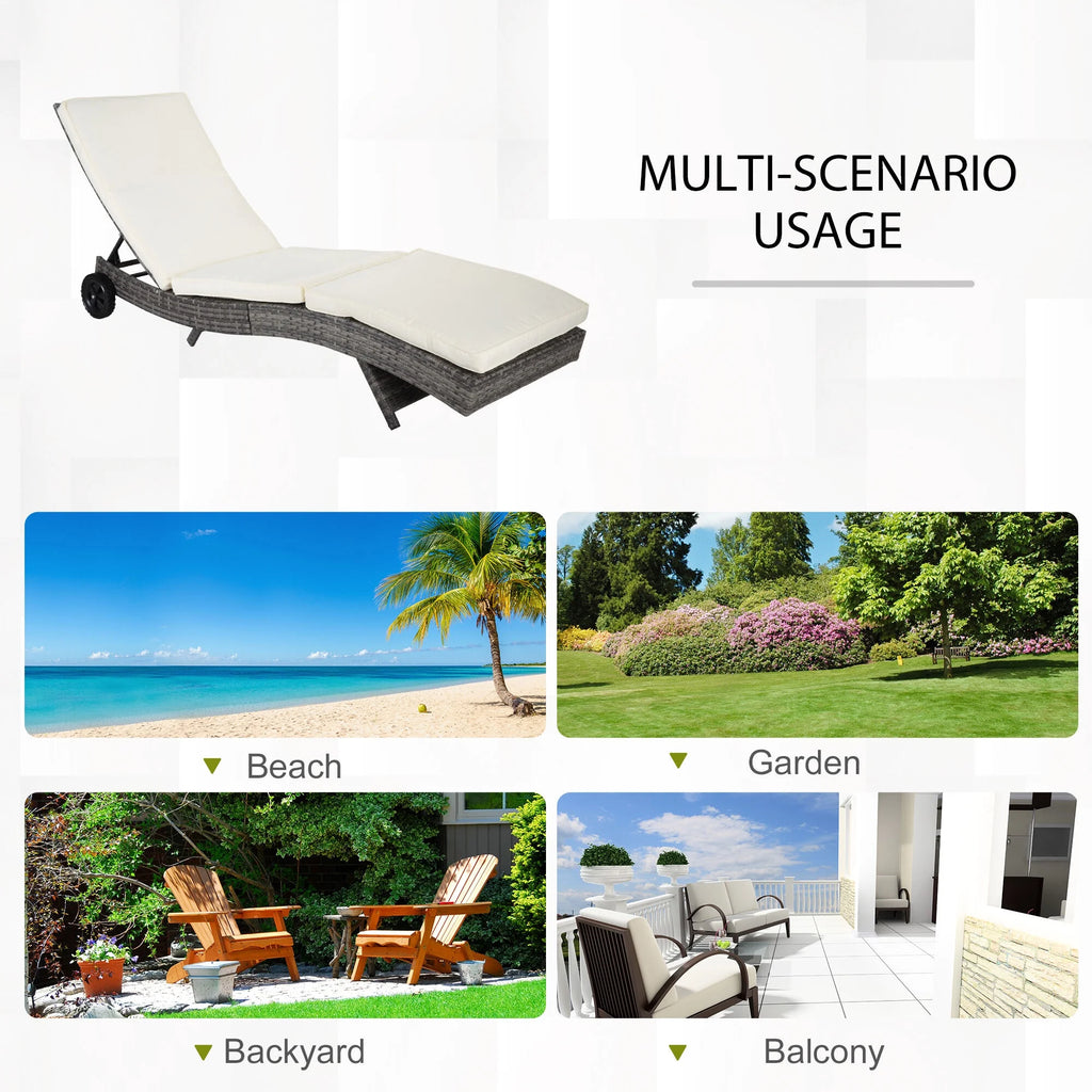 2026 DUOSONG Outsunny 27 Gallon Patio Wicker Storage Bench, Outdoor Pe Rattan Patio Furniture, 2-In-1 Large Capacity Rectangle Garden Storage Box With Handles And Cushion, Cream White Brown+White Steel