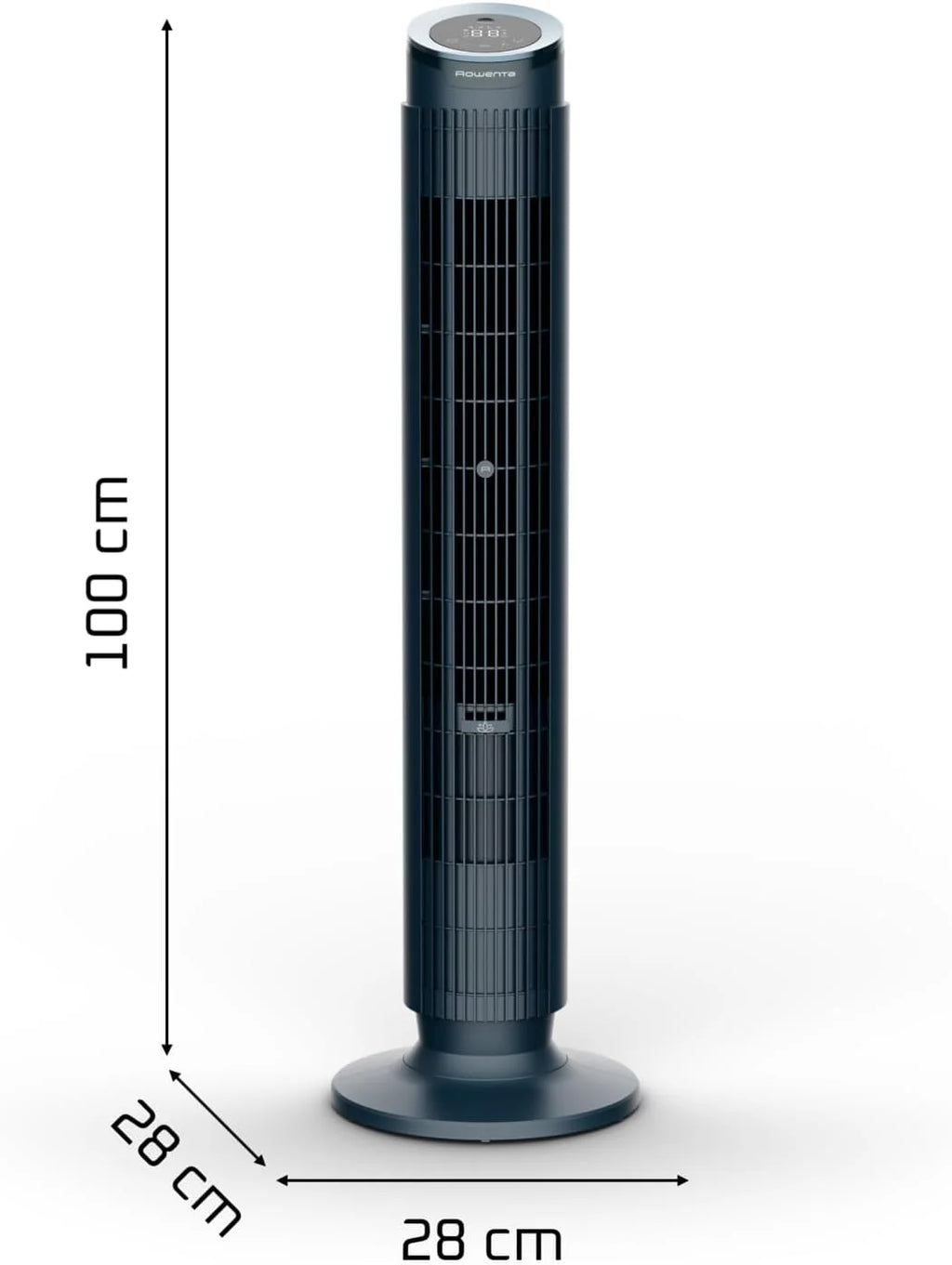 Ventilador de torre Rowenta Eole Silence Force 2026, potente, modo silencioso, 12 velocidades, 5 modos automáticos, temporizador, oscilación de 60 – 90°, control remoto, cubierta antipolvo, azul, VU7050F0