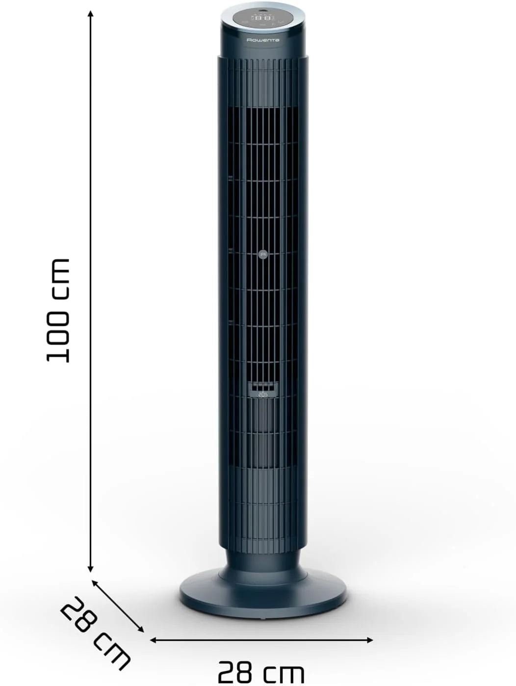 Ventilador de torre Rowenta Eole Silence Force 2026, potente, modo silencioso, 12 velocidades, 5 modos automáticos, temporizador, oscilación de 60 – 90°, control remoto, cubierta antipolvo, azul, VU7050F0