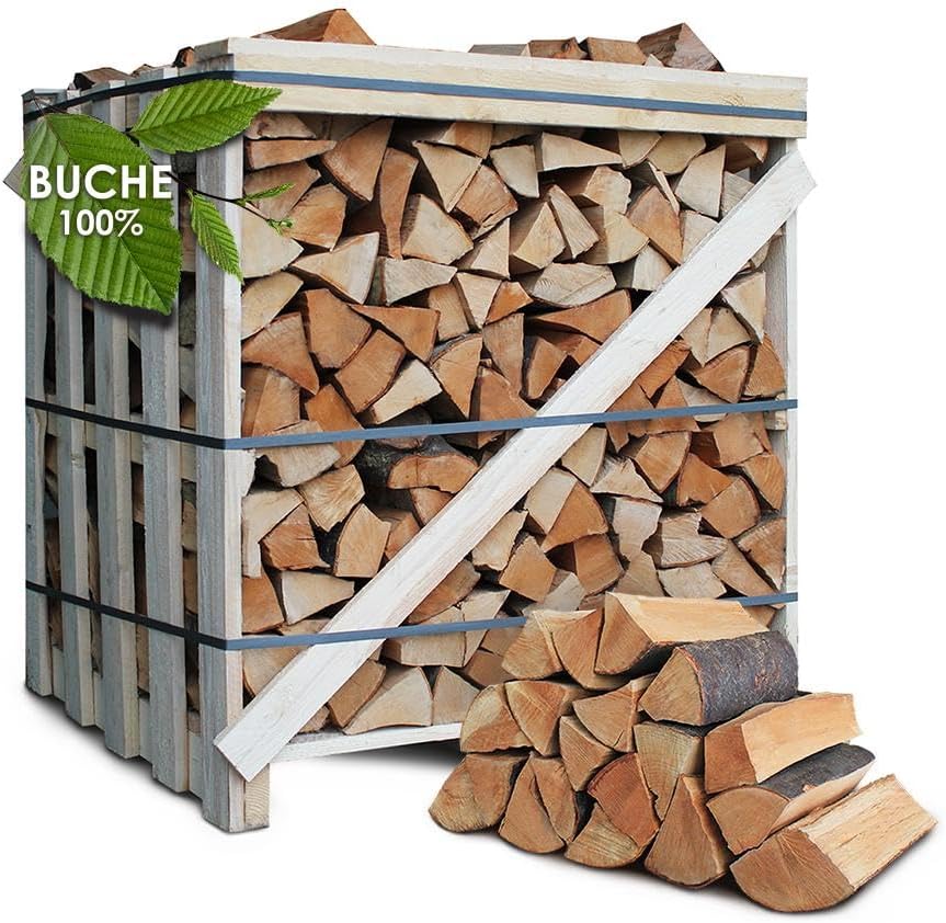 Leña de haya JSM 2026 – Longitud del tronco 25 cm / 33 cm – 1,6 SRM / 1RM – 1 palé – para chimenea, estufa, parrilla, ahumador (longitud del tronco 25 cm)
