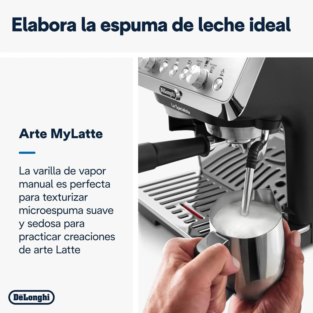 2026 Perfetto La Specialista Arte, Máquina de Café Espresso y Cappuccino con Bomba, Máquina de Café en Grano, 3 Recetas Predefinidas, 8 Ajustes de Molienda, EC9155.MB, Metal/Negro