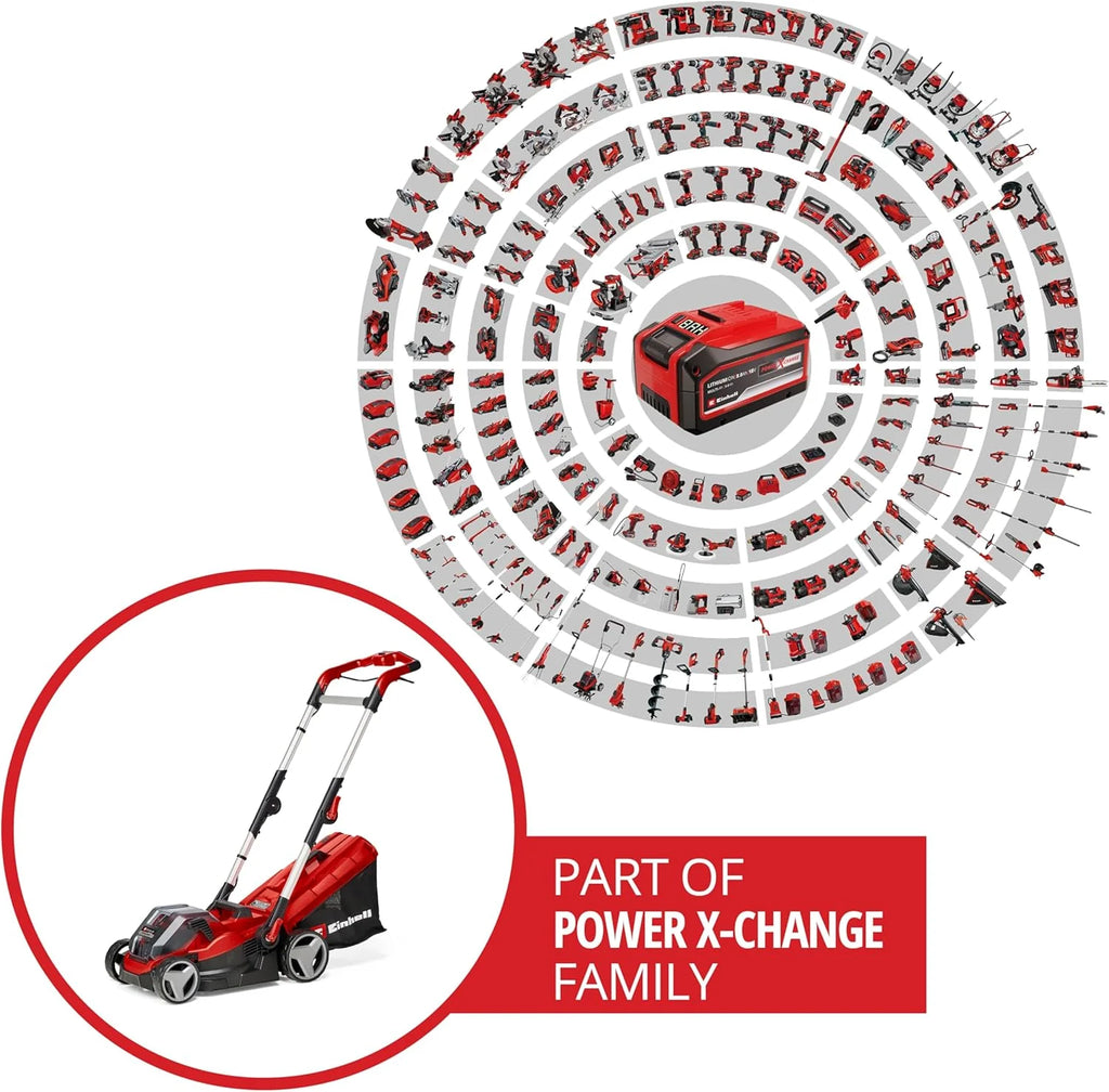 Cortacésped inalámbrico Einhell RASARRO 36/42 Kit Power X – Change 2026 (36 V, ancho de corte de 42 cm, hasta 725 m², sin escobillas, recogedor de césped de 50 L, función de mulching, incluye 2 baterías de 5,2 Ah + 1 cargador doble)