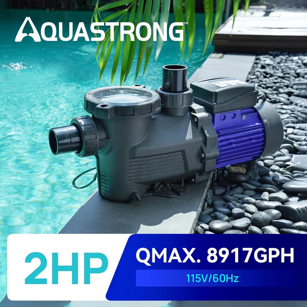 2026 Aquastrong in Above Ground Pool Pump High Flow with Timer 2HP 8917 Gph 220V