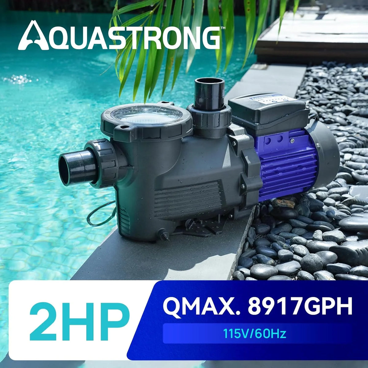2026 Aquastrong in Above Ground Pool Pump High Flow with Timer 2HP 8917 Gph 220V