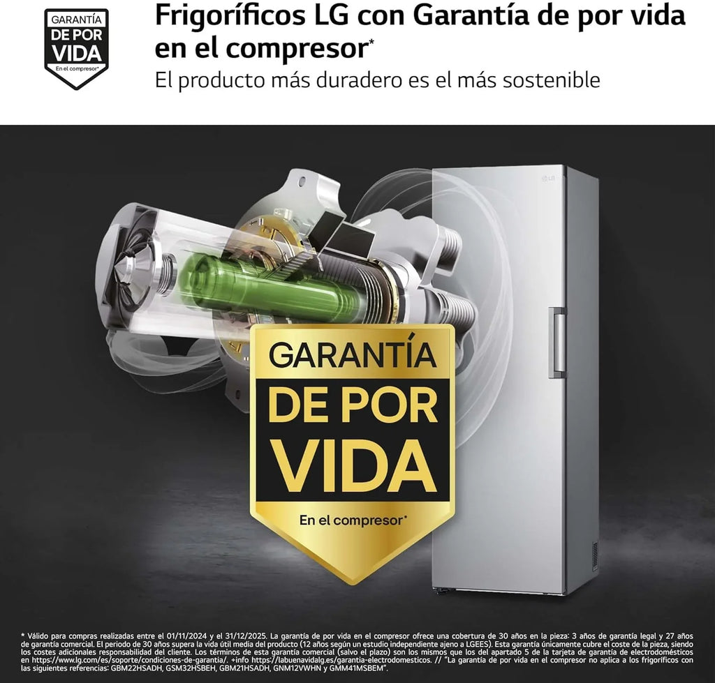 2026 GFT41PZGSZ – Congelador No Frost Total, 1 Puerta, Compresor Smart Inverter, de 355 L y 186 cm, Congelador Vertical con Funcion de Congelacion Rapida, Color Inox