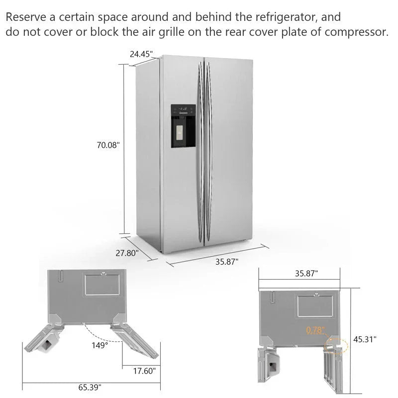 2026 36" Side By Side 20.01 Cu. ft. Built-in Refrigerator with Freezer & Ice Maker Included