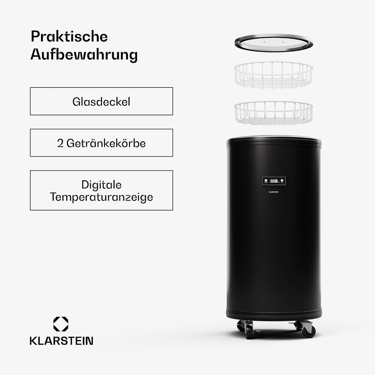 Refrigerador Klarstein Beersafe L 2026 con pantalla LED, refrigerador de acero inoxidable para habitaciones, refrigerador de bebidas para interiores/exteriores, refrigerador de vinos para bebidas, refrigerador de 75 L con vista de 360°, 0 – 16 °C