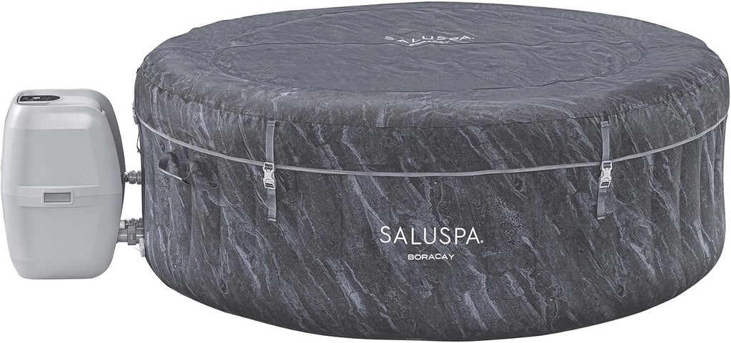 2026 Large Round 2 to 4 Person Inflatable Hot Tub Portable Outdoor Spa with 120 Airjets and Energysense Cover, Grey