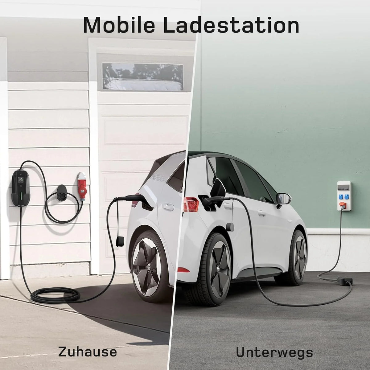 Estación de carga/wallbox móvil 2026 dé de 11kW [trifásica|7m|6 – 16A] con kit de adaptadores Traveller, cable de carga CEE 16A a tipo 2 y cargador para vehículos eléctricos Model Y/3, ID.3/4/5, MG4, EX30, e – up, e – tron, Zoe y otros vehículos