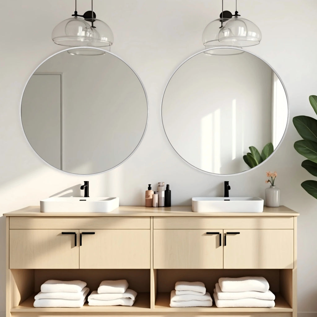 2026 Modern Round Bathroom Vanity Mirror, Wall Mounted Circular Mirror for Bathroom, Bedroom and Home Decor