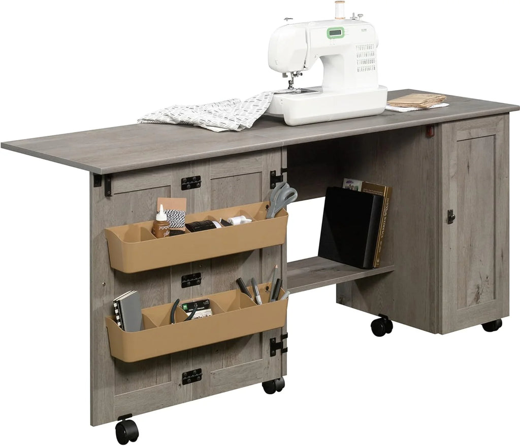 2026 Craft Cart Storage Cabinet, Rolling Sewing Table with Expandable Top, Mystic Oak