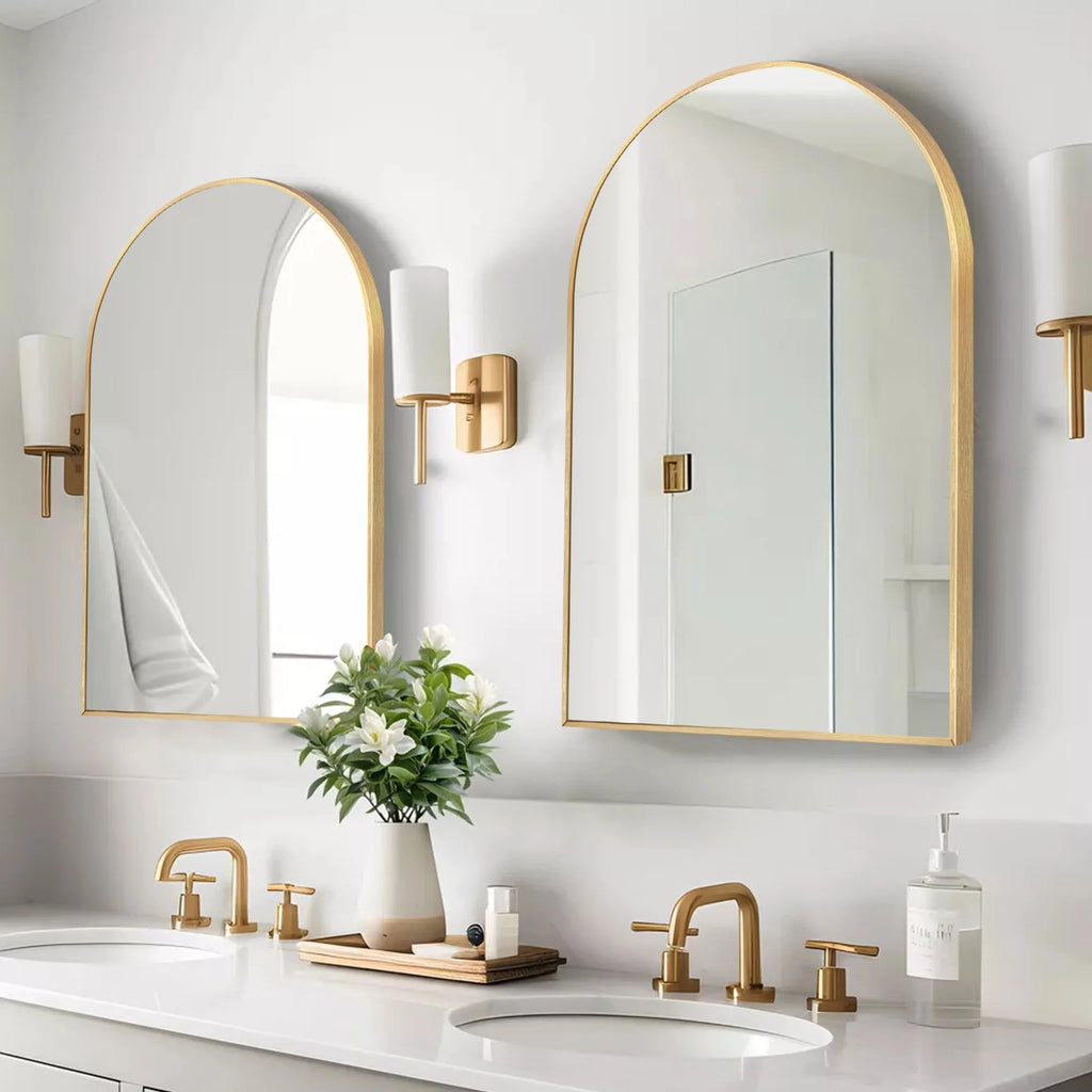 2026 Modern Arch Aluminum Bathroom Wall Mirror, Wall Mounted Vanity Mirror for Bathroom, Bedroom and Home Decor