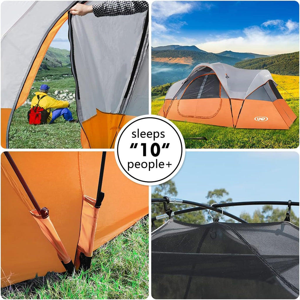2026 Camping Tent 10-PERSON-FAMILY Tents, Parties, Music Festival Tent, Big, Easy Up, 5 Large Mesh Windows, Double Layer, 2 Room, Waterproof,…