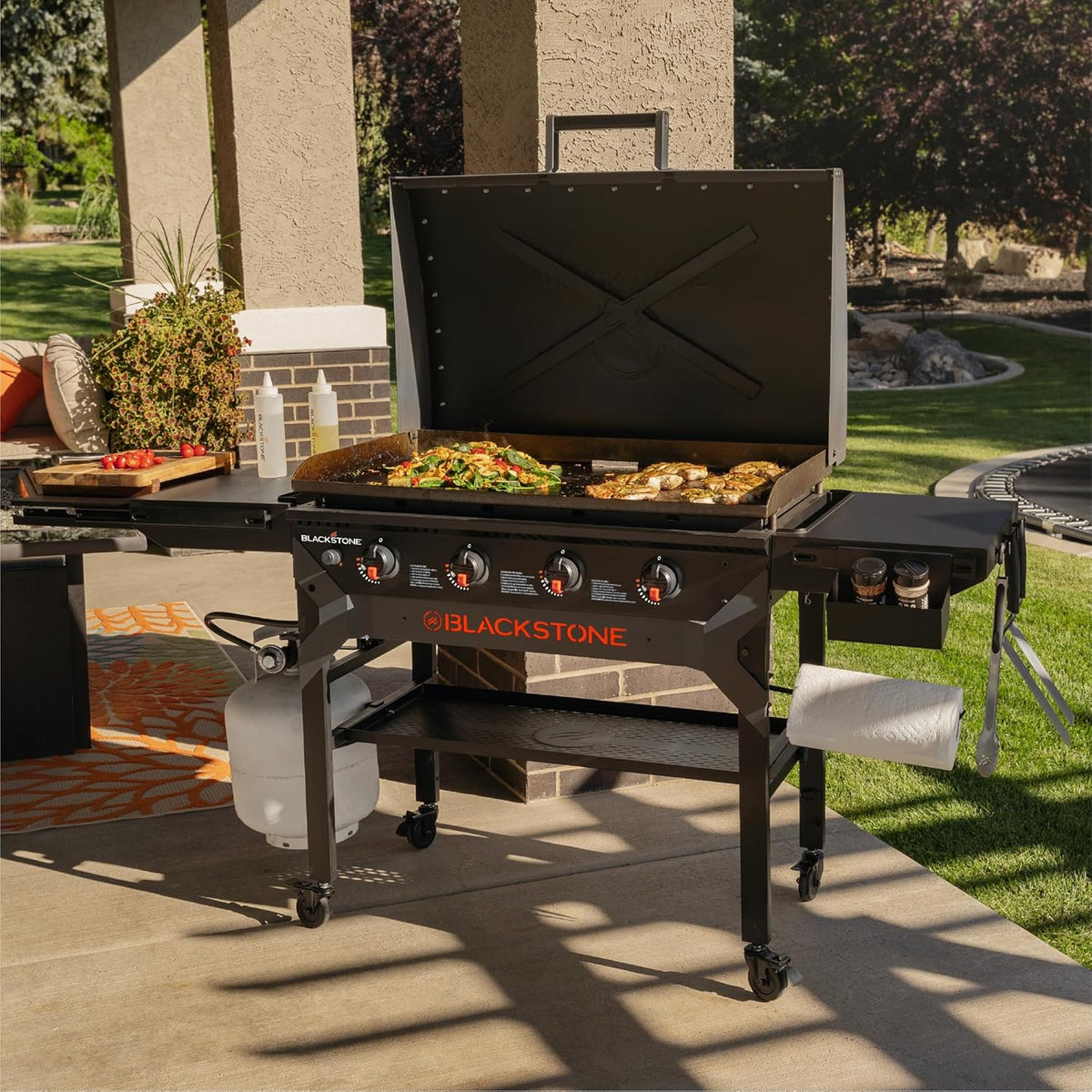 2026 Iron-forged 36" Omnivore Griddle - Premium Powder-coated Steel with Reinforced Hood, Black Finish