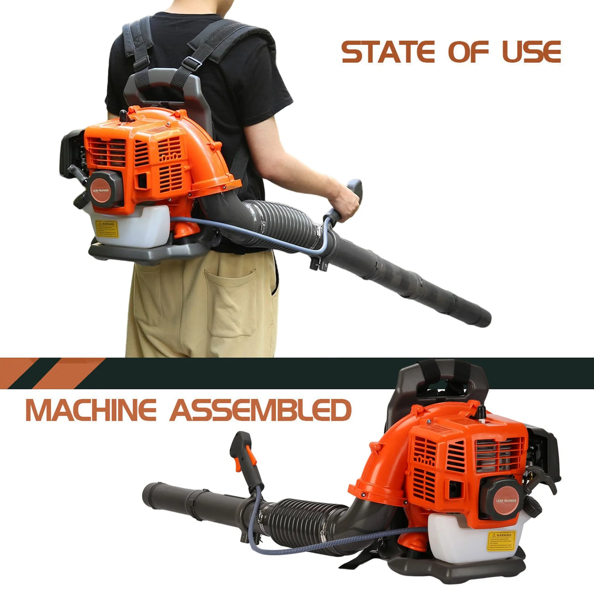 2026 Birinta 1 Set Leaf Blower Backpack Style 52CC Two-stroke 1.25 KW Adjustable Tube Gas Powered Dust Blower Supplies for Garden Patio Cleaning, Lawn Care, Blowing Leaves and Dust