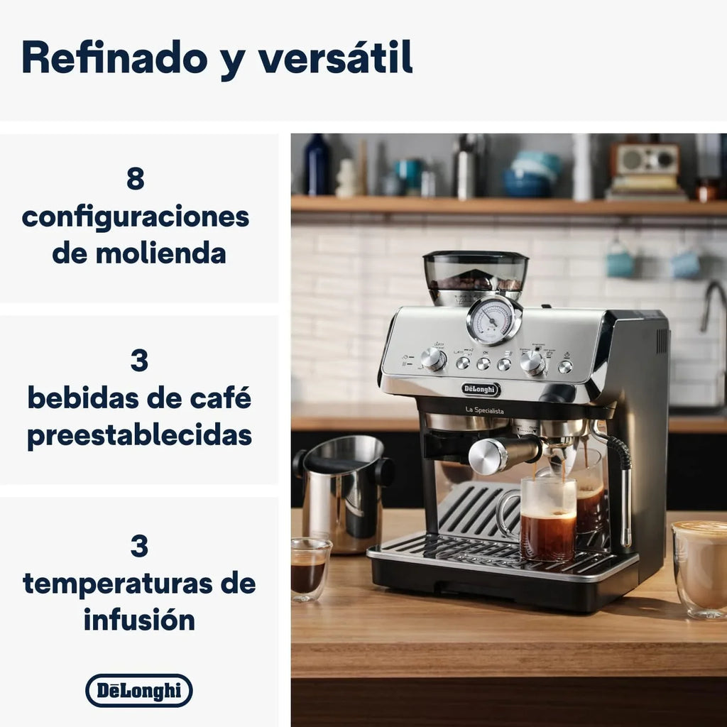 2026 Perfetto La Specialista Arte, Máquina de Café Espresso y Cappuccino con Bomba, Máquina de Café en Grano, 3 Recetas Predefinidas, 8 Ajustes de Molienda, EC9155.MB, Metal/Negro