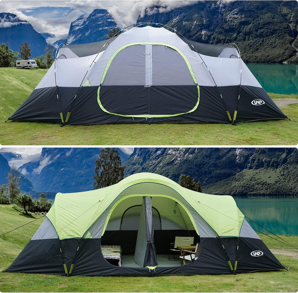2026 Camping Tent 10-PERSON-FAMILY Tents, Parties, Music Festival Tent, Big, Easy Up, 5 Large Mesh Windows, Double Layer, 2 Room, Waterproof,…