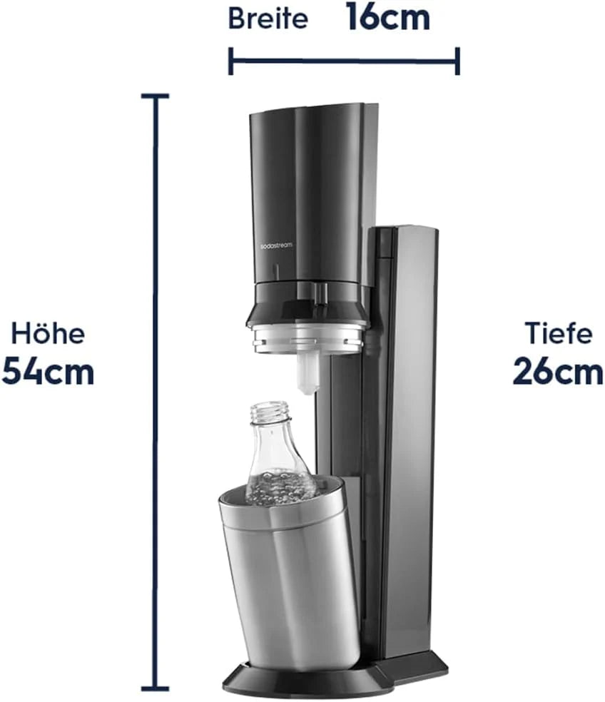 Máquina para hacer agua con gas SodaStream Crystal 3.0 de 2026 con 2 cilindros de CO2 de conexión rápida y 2 jarras de vidrio.