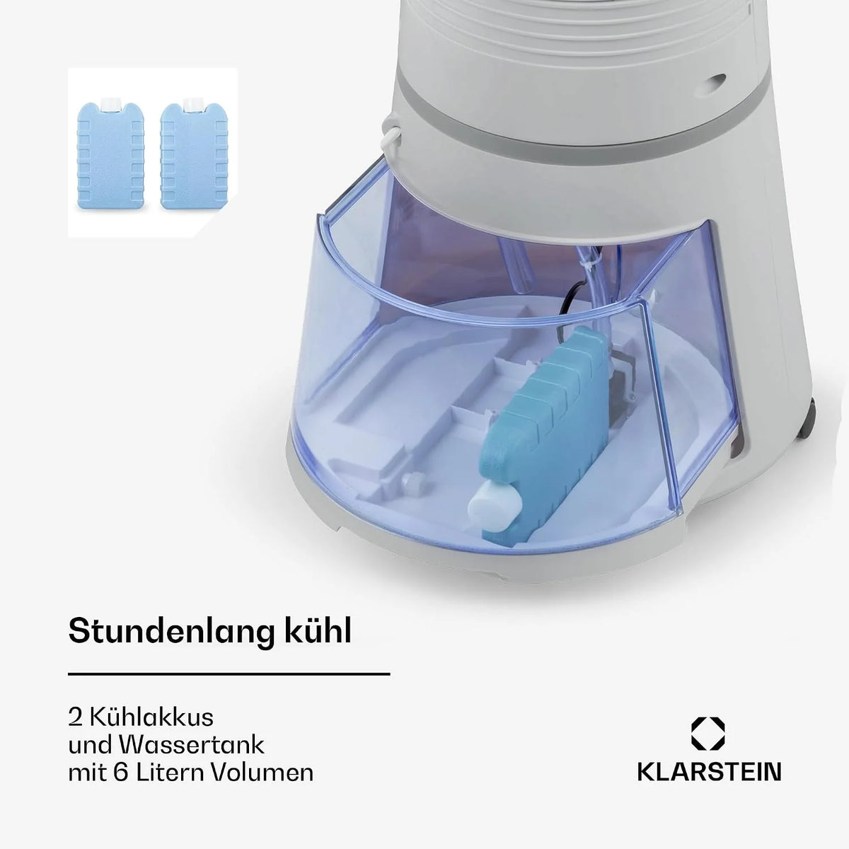 Klarstein 4 en 1 (2026): Enfriador de aire inteligente, ventilador, humidificador e ionizador | Depósito de agua de 6 L, oscilación, 30 W, 210 m³/h, temporizador | Aire acondicionado sin tubo de escape, portátil, color plata
