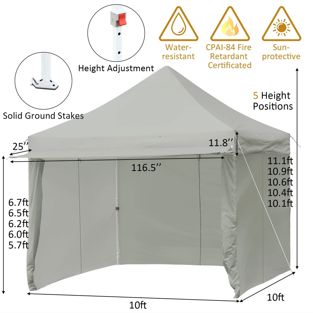 2026 Patiojoy 10x10ft Pop up Tent, 4 Height Adjustment Folding Camping Tent with Awning Blue