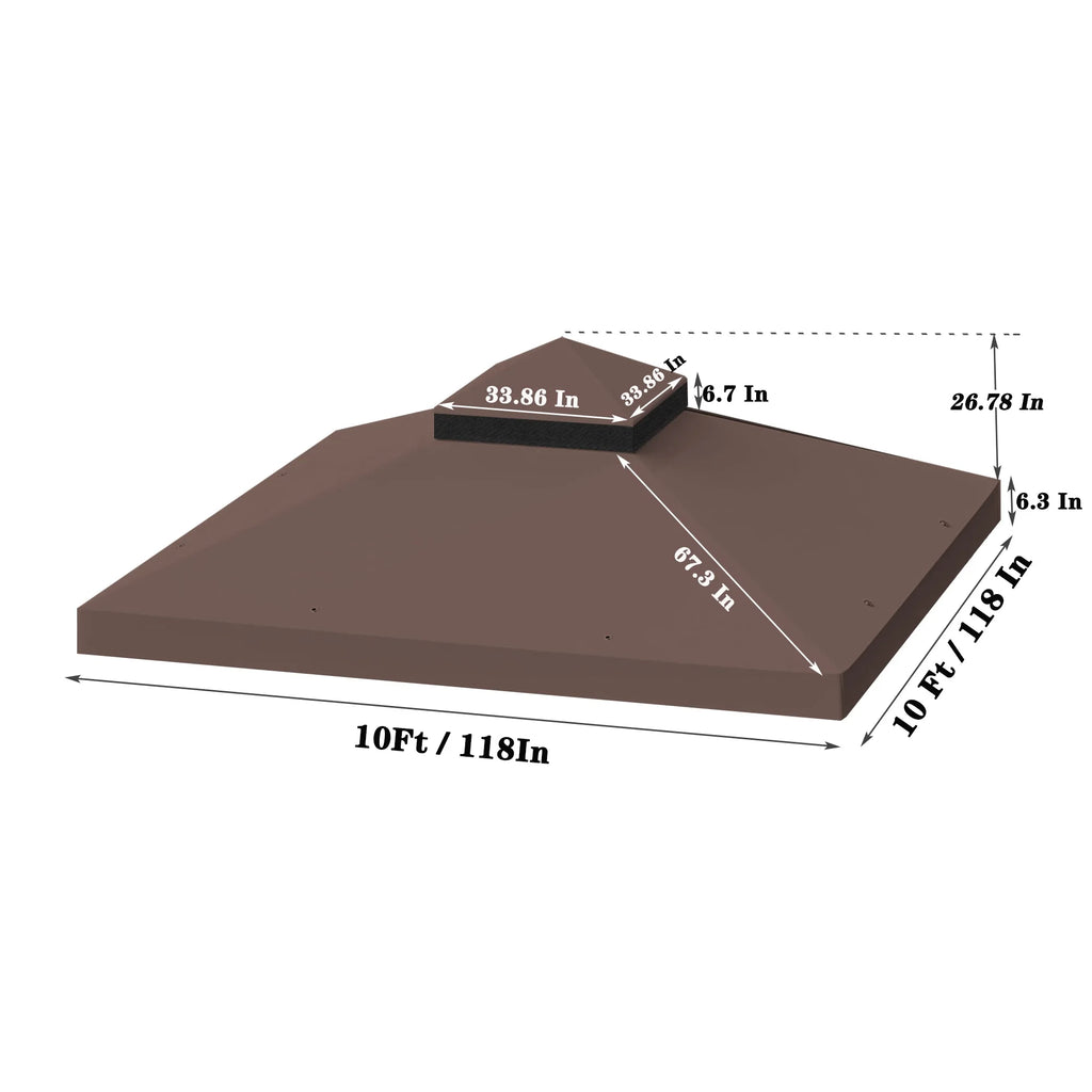 2026 10x10 Ft Outdoor Patio Gazebo Replacement Canopy, Double Tiered Gazebo Tent Roof Top Cover Only(Frame Not Include)