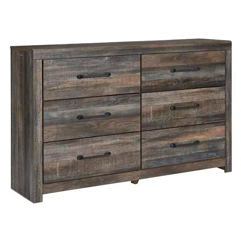 2026 Cómoda de 6 cajones – Cajonera rústica industrial para dormitorio con acabado de madera rústica.
