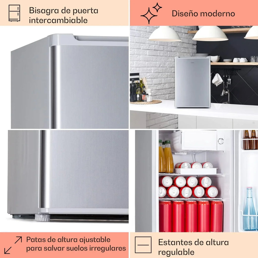 2026 Klarstein Nevera Pequeña 67L para Refrescos y Cerveza con 4L Congelador, Mini Nevera Cristal, Minibar Silencioso, Enfriador de Vino, Interior/Exterior, Frigorificos Estantes Extraíbles